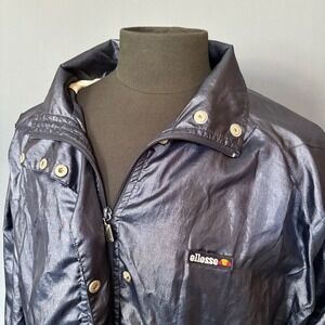 Vintage Ellesse Windbreaker | Size 12 | Navy Blue 1980s Tennis‎ Jacket